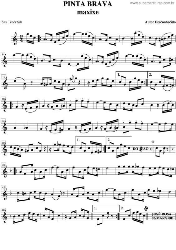 Partitura da música Pinta Brava