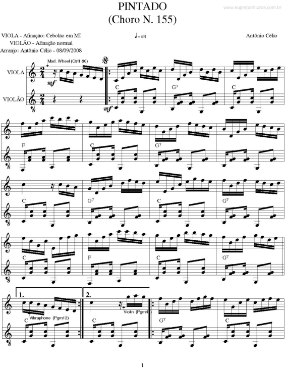 Partitura da música Pintado