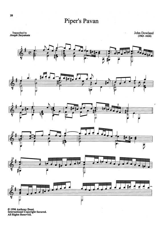 Partitura da música Pipers Pavan