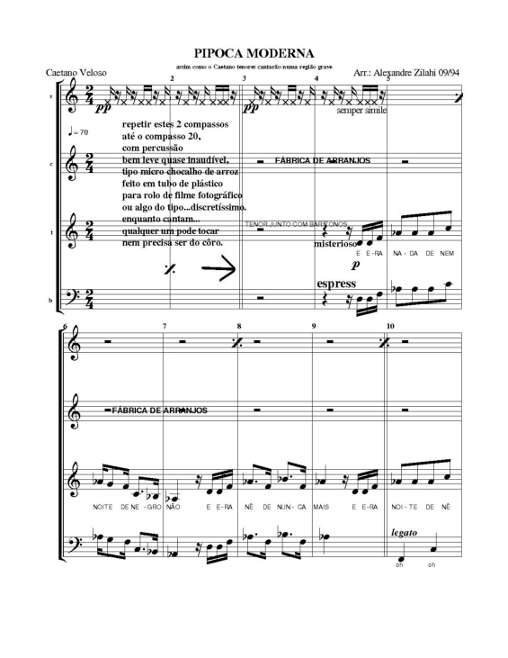 Partitura da música Pipoca Moderna