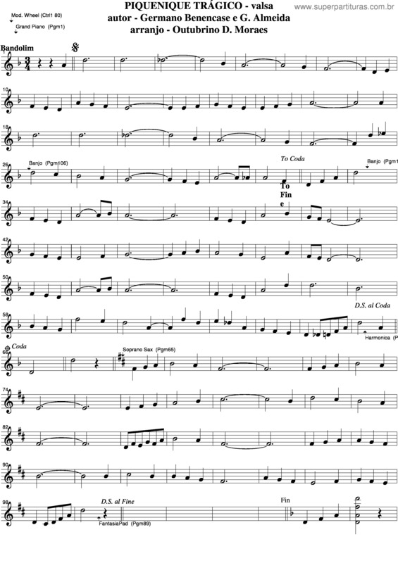 Partitura da música Piquenique Trágico v.3