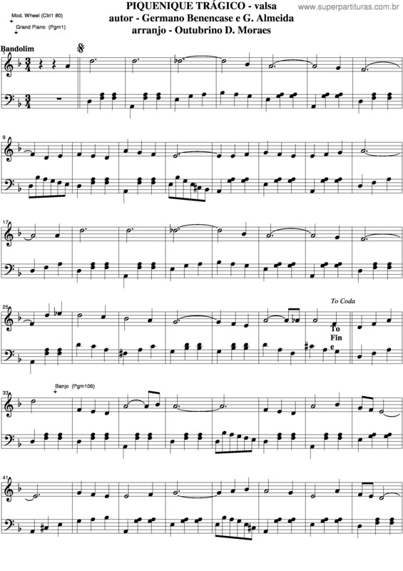 Partitura da música Piquenique Trágico v.4