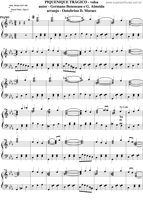 Partitura da música Piquenique Trágico v.5