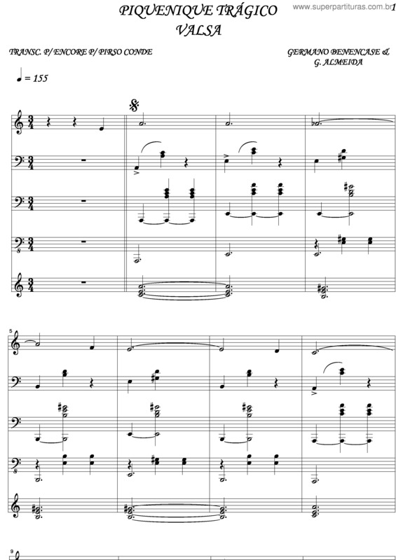 Partitura da música Piquenique Trágico