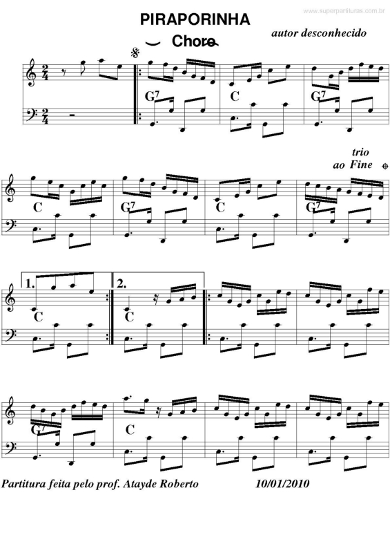 Partitura da música Piraporinha