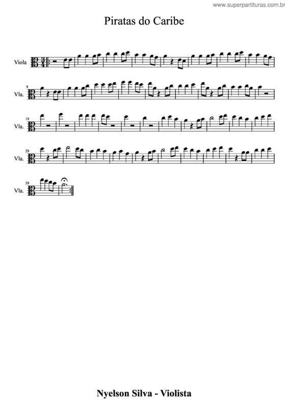 Partitura da música Piratas Do Caribe – Viola De Arco