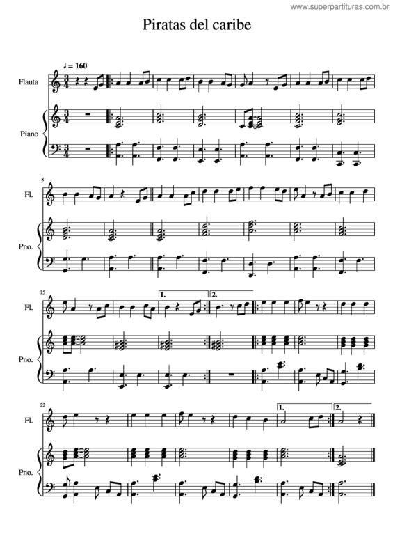 Partitura da música Piratas_Del_Caribe Acompañamiento