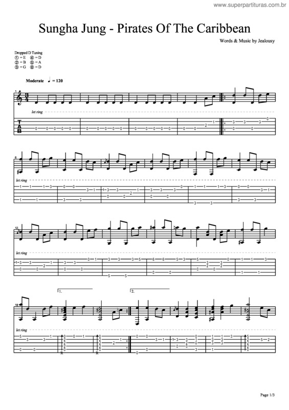 Partitura da música Pirates Of The Caribbean