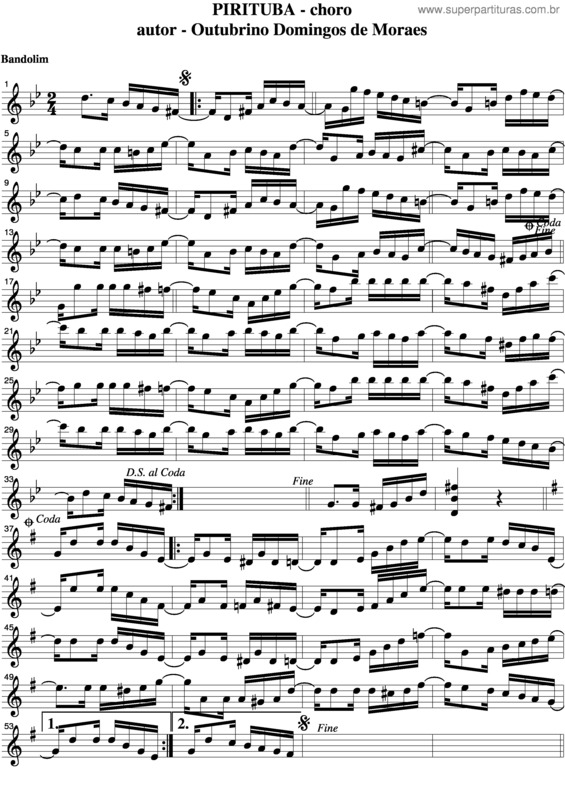 Partitura da música Pirituba v.2