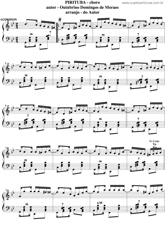 Partitura da música Pirituba v.5