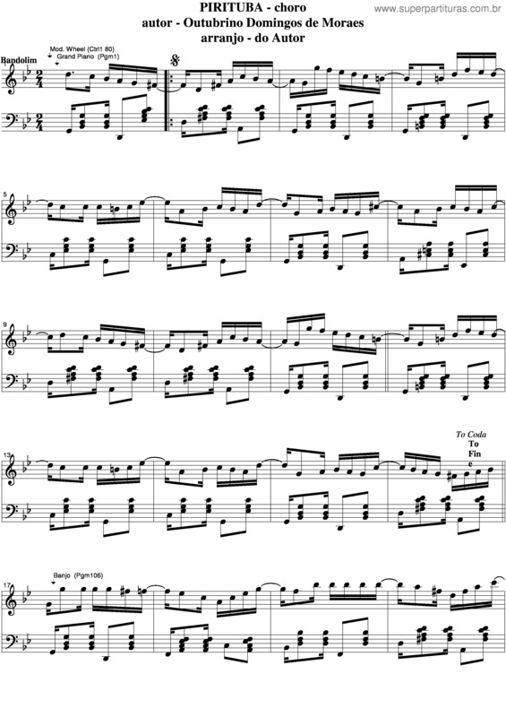 Partitura da música Pirituba v.6