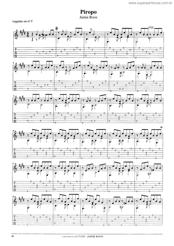 Partitura da música Piropo