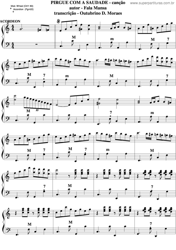 Partitura da música Pirque Com A Saudade