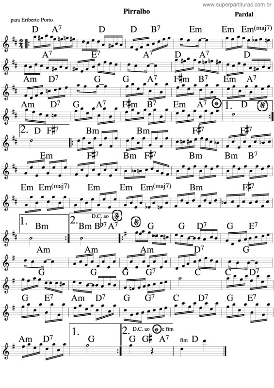 Partitura da música Pirralho