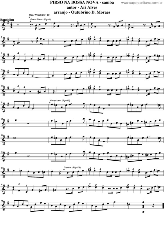 Partitura da música Pirso Na Bossa Nova v.2