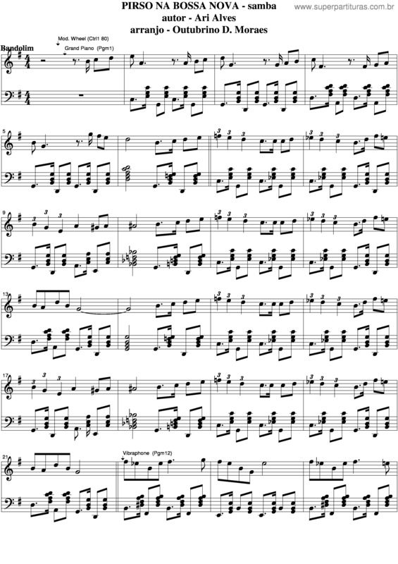 Partitura da música Pirso Na Bossa Nova v.3