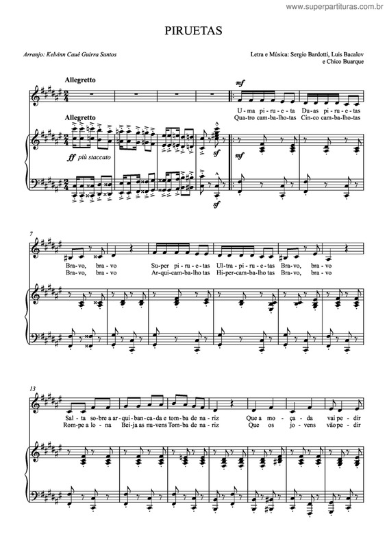 Partitura da música Piruetas v.2