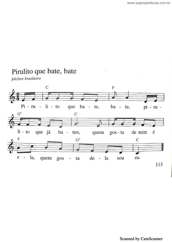 Partitura da música Pirulito Que Bate Bate