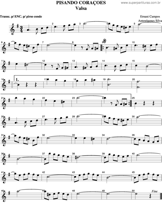 Partitura da música Pisando Corações v.2