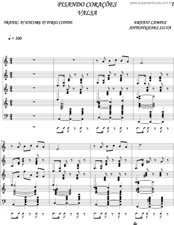 Partitura da música Pisando Corações v.3