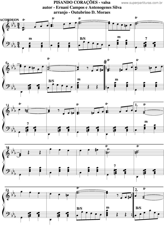 Partitura da música Pisando Corações v.4