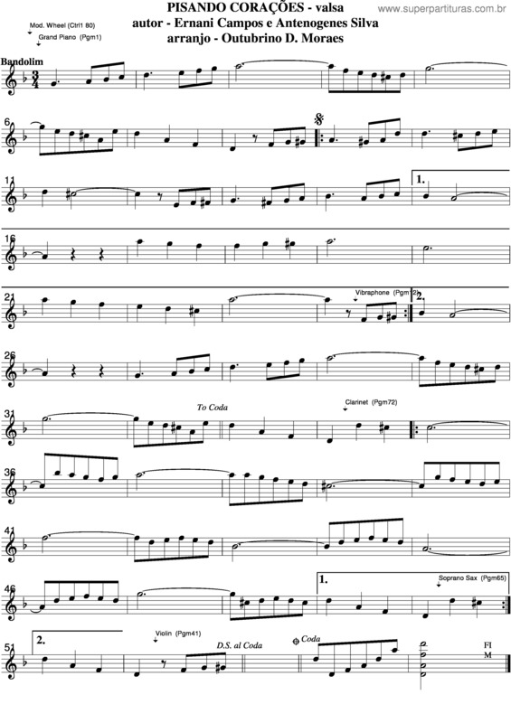 Partitura da música Pisando Corações v.5