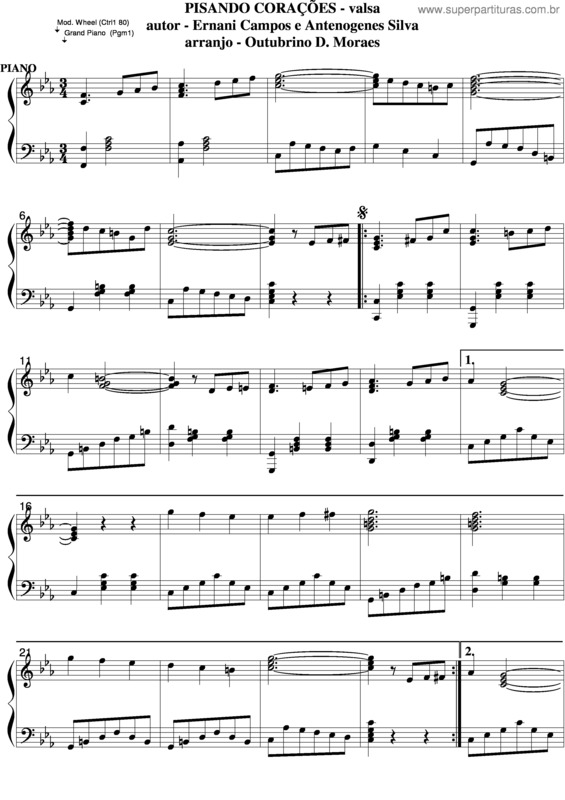 Partitura da música Pisando Corações v.7