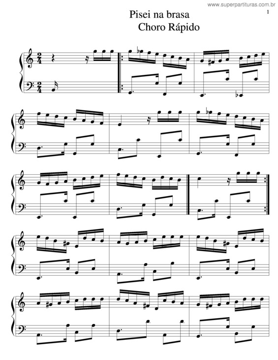 Partitura da música Pisei Na Brasa