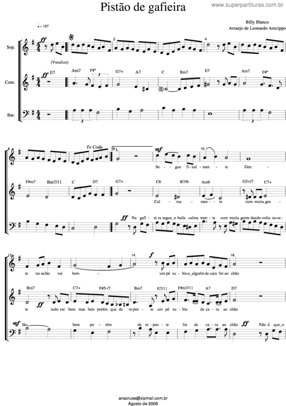Partitura da música Pistão De Gafieira