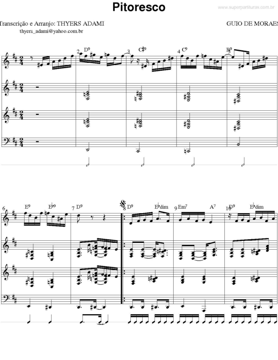 Partitura da música Pitoresco