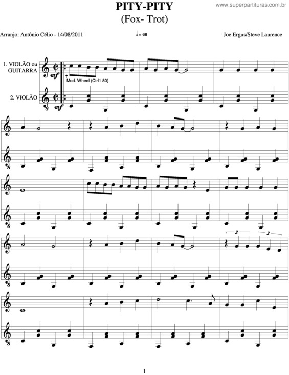 Partitura da música Pity-Pity