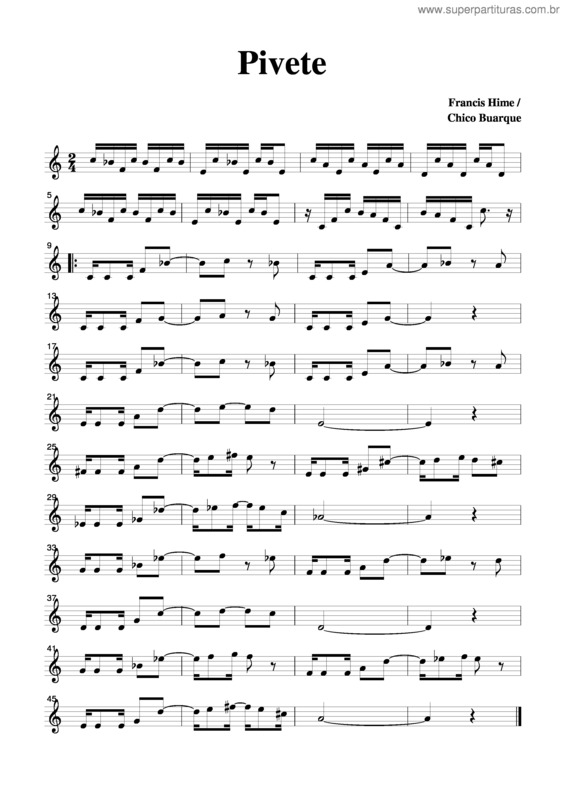 Partitura da música Pivete