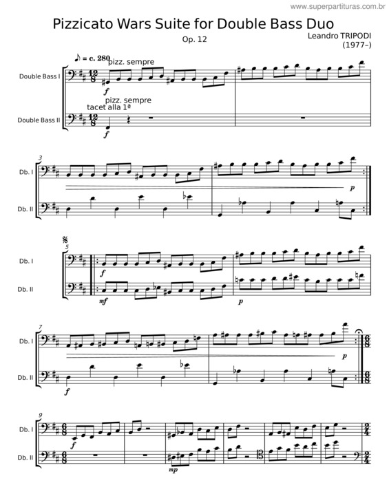 Partitura da música Pizzicato Wars Suite For Double Bass – Leandro Tripodi