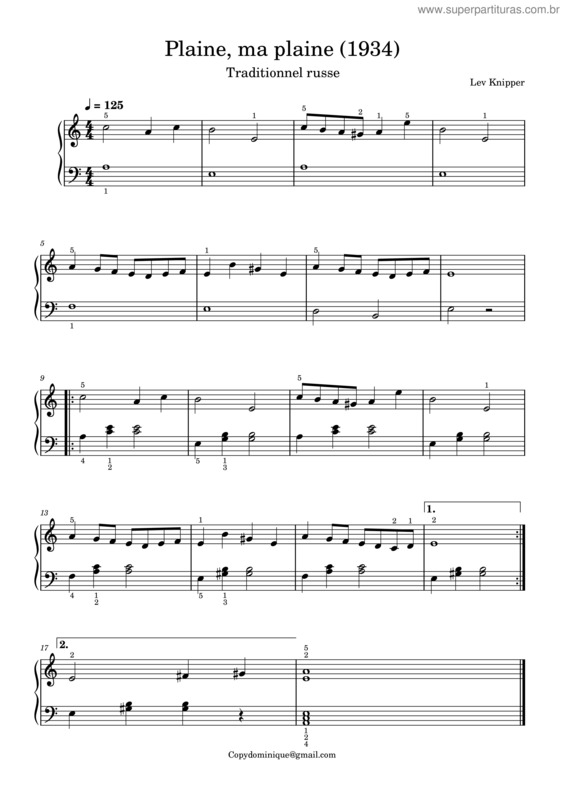 Partitura da música Plaine Ma Plaine – Misc Traditional Plaine, Ma Plaine