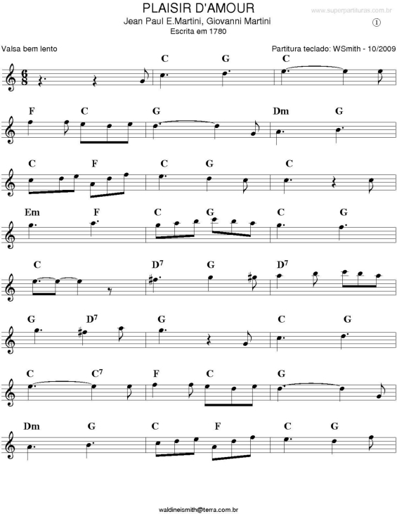 Partitura da música Plaisir D`Amour