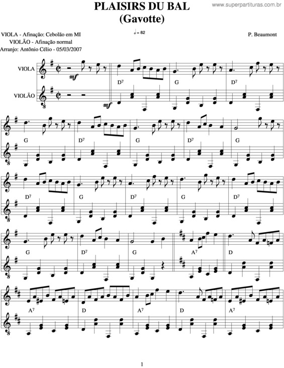 Partitura da música Plaisirs Du Bal