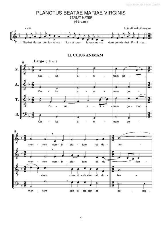 Partitura da música Planctus Beatae Mariae Virginis