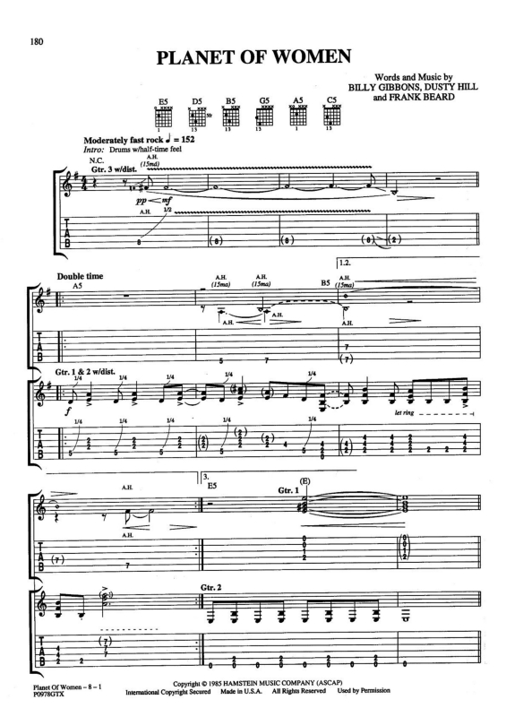 Partitura da música Planet of Women