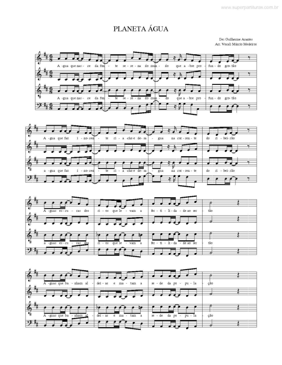 Partitura da música Planeta Água v.3