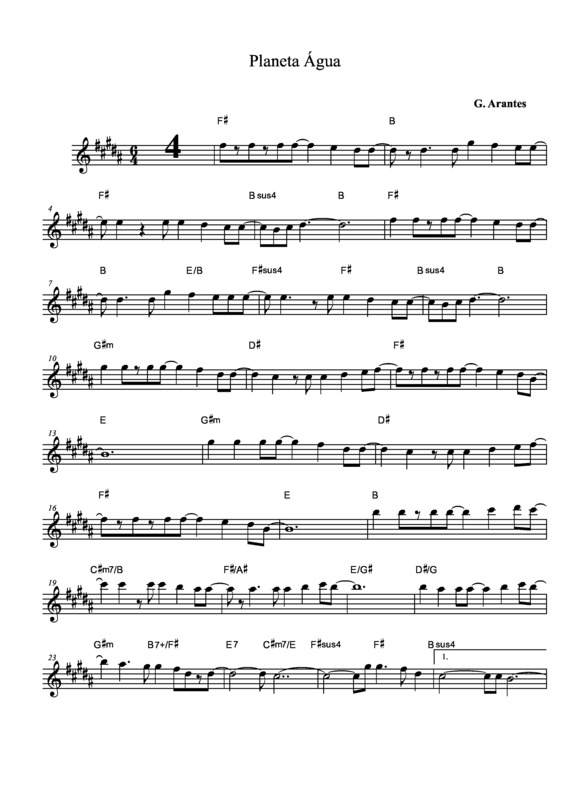 Partitura da música Planeta Água v.5