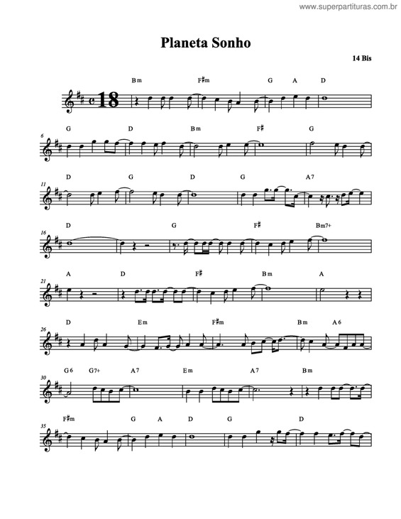 Partitura da música Planeta Sonho v.2