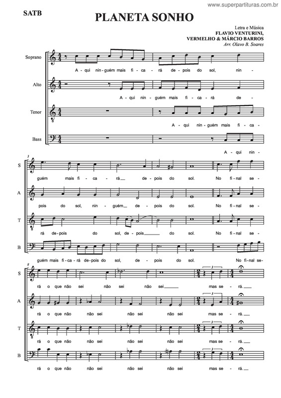 Partitura da música Planeta Sonho v.3