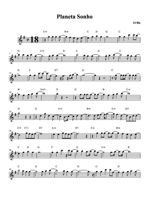 Partitura da música Planeta Sonho v.5