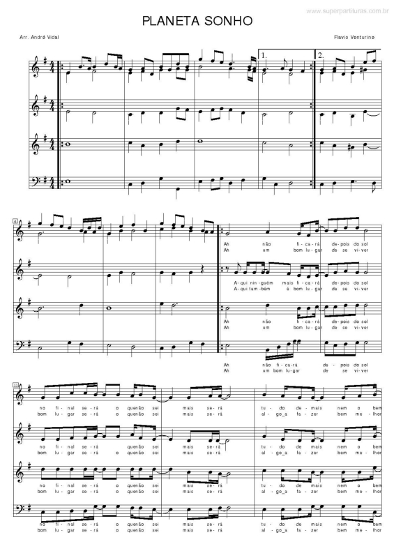 Partitura da música Planeta Sonho