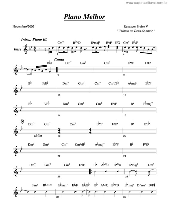 Partitura da música Plano Melhor v.2