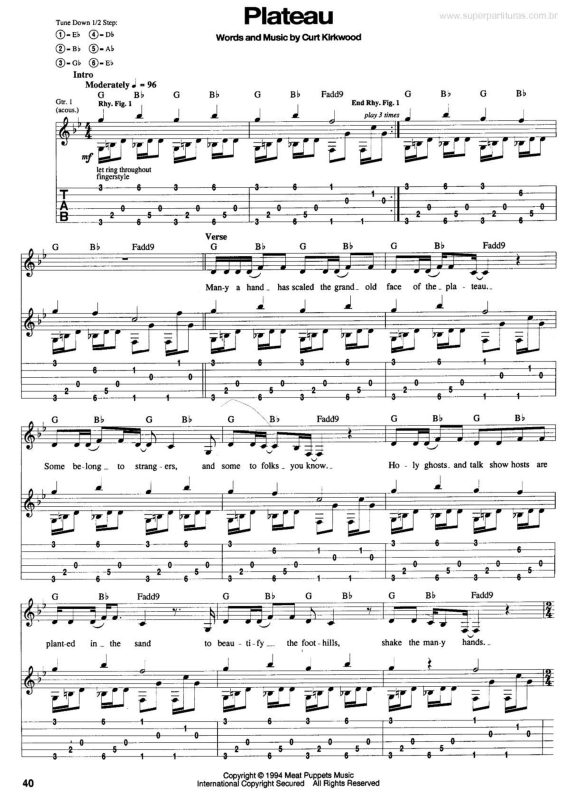 Partitura da música Plateau