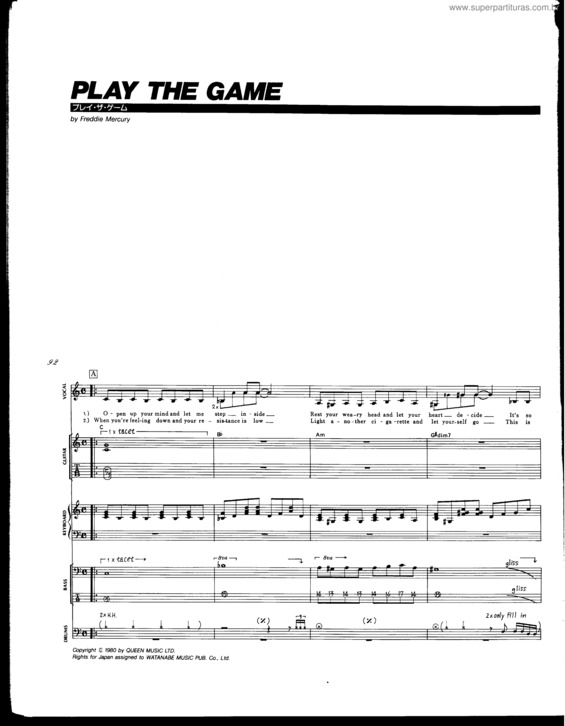Partitura da música Play The Game v.2