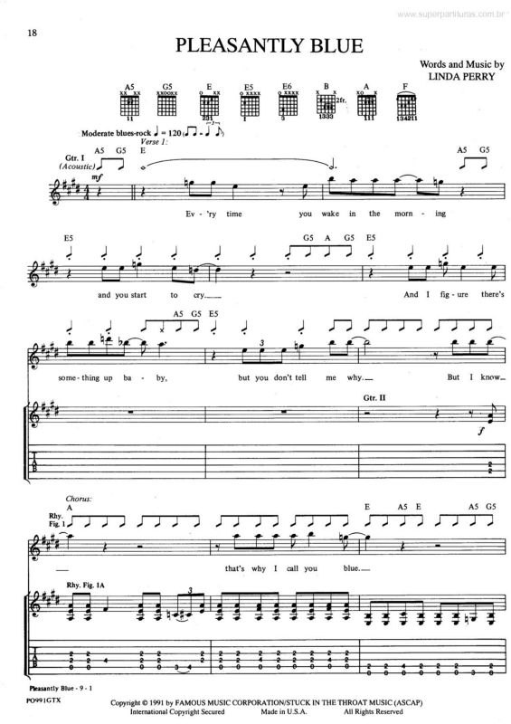 Partitura da música Pleasantly Blue