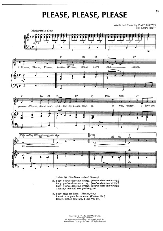 Partitura da música Please, Please, Please