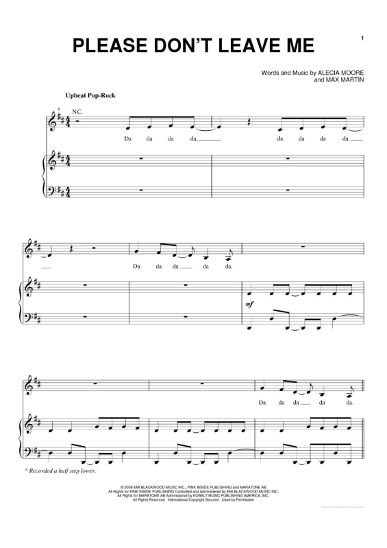 Partitura da música Please Don`t Leave Me